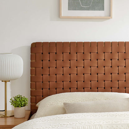 Sparta Weave vegan leather headboard warm brown woven panels by Modway on Tampa Home & Garden Store