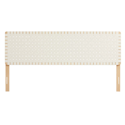 Sparta Weave vegan leather headboard by Modway in cream woven pattern on Tampa Home & Garden Store