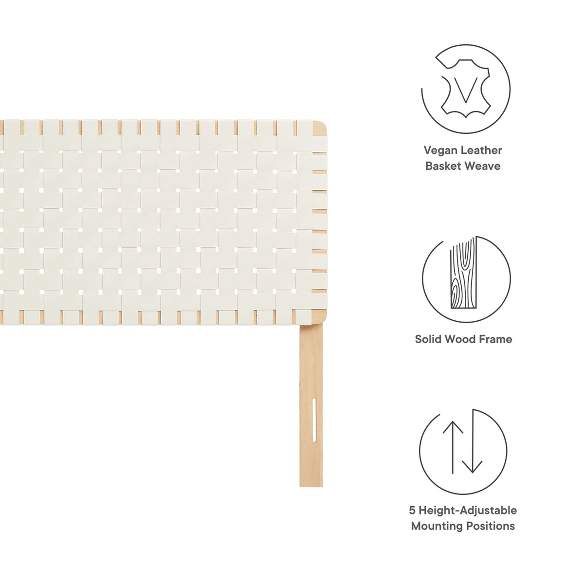 Sparta Weave vegan leather headboard with beige basket weave, solid wood frame by Modway on Tampa Home & Garden Store