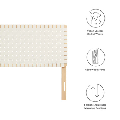 Sparta Weave vegan leather headboard with beige basket weave, solid wood frame by Modway on Tampa Home & Garden Store