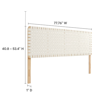Sparta Weave vegan leather headboard beige woven panels on light wood legs Modway HouseOfZazla on Tampa Home & Garden Store