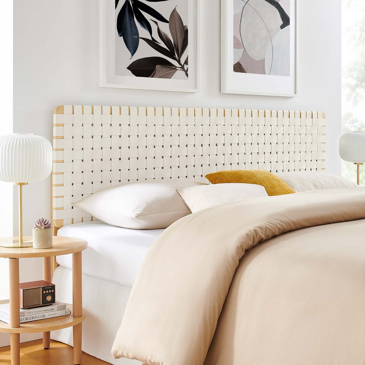 Sparta Weave vegan leather headboard white woven pattern by HouseOfZazla Modway on Tampa Home & Garden Store