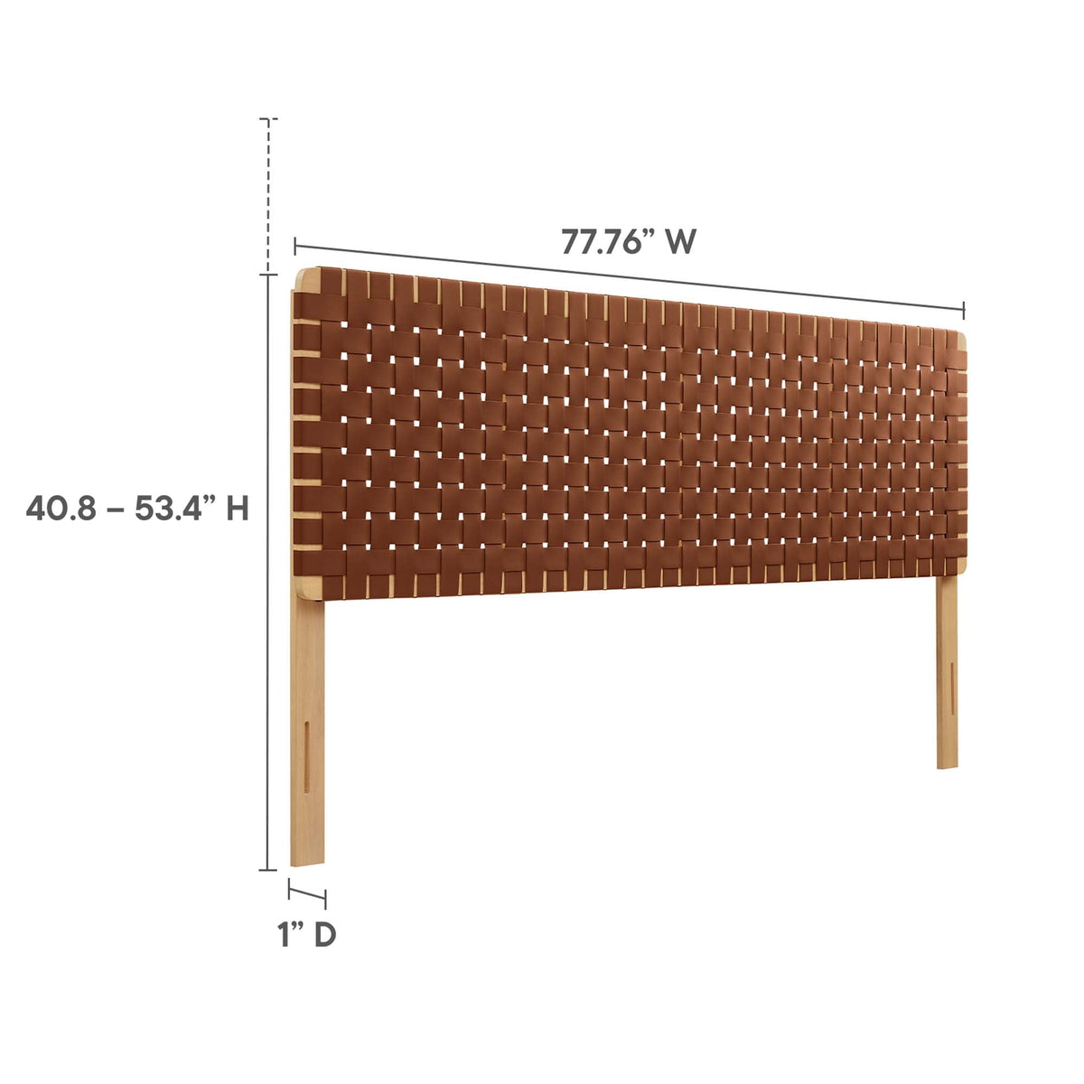 Sparta Weave Vegan Leather Headboard by Modway, brown woven leather on a light wood frame on Tampa Home & Garden Store