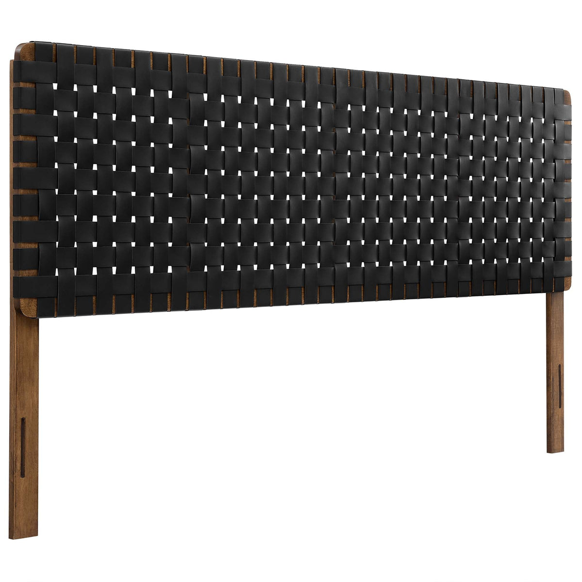 Sparta Weave vegan leather headboard with black woven straps over a wooden frame by Modway on Tampa Home & Garden Store