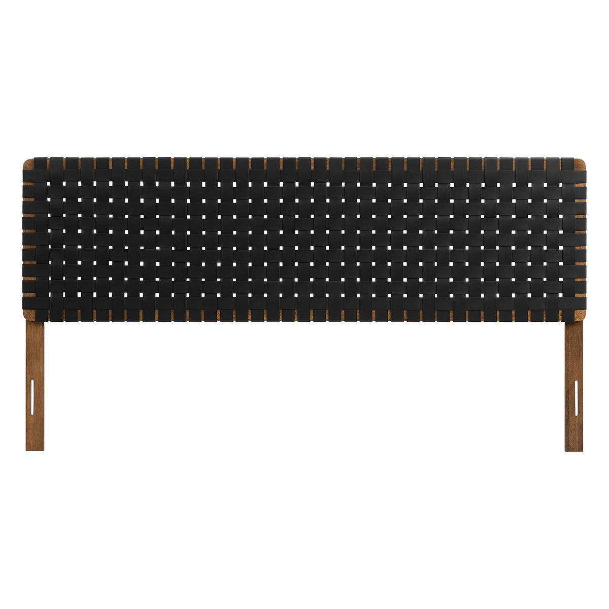 Headboard Sparta Weave vegan leather black straps with wood legs Modway on Tampa Home & Garden Store