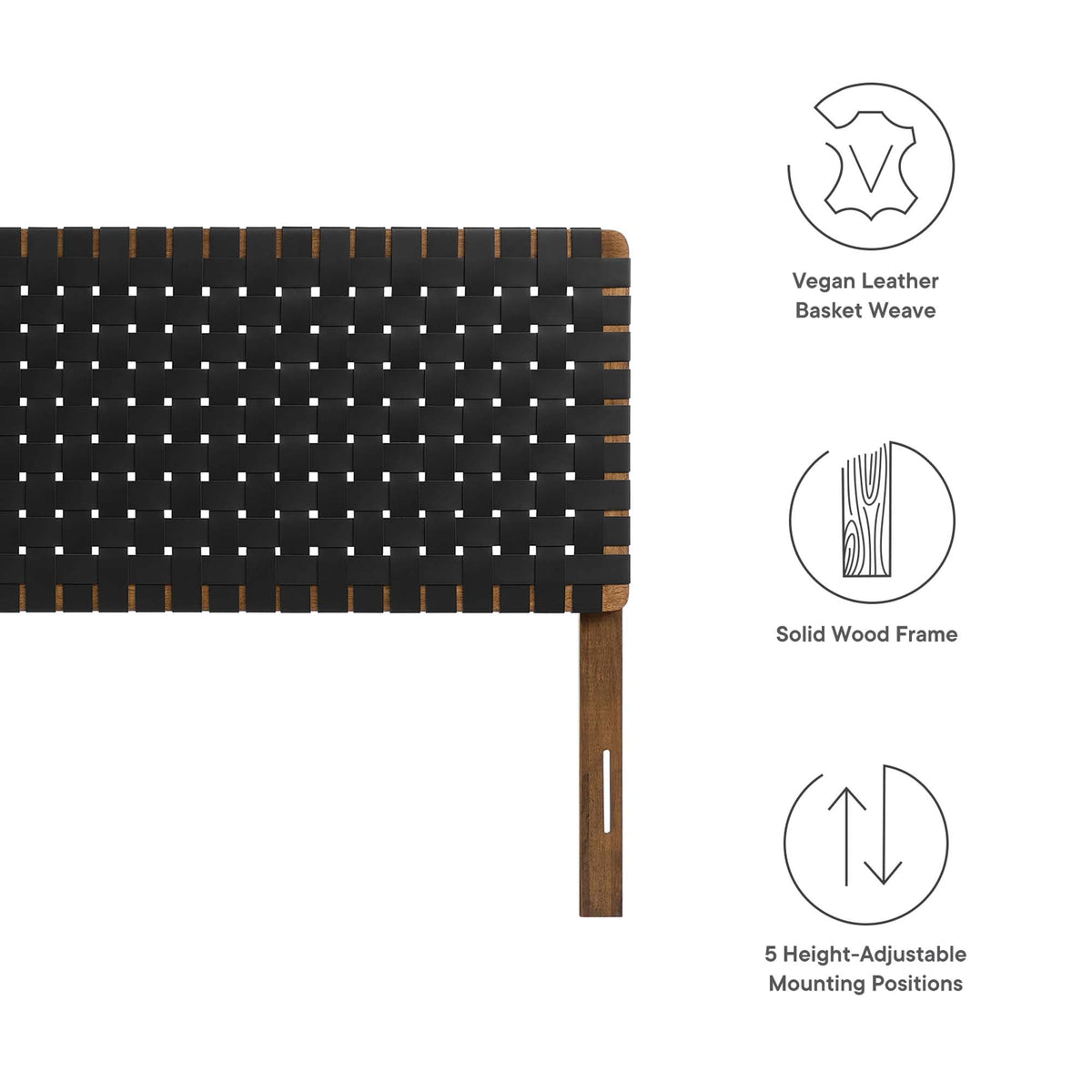 Sparta Weave vegan leather headboard black woven panels with wood frame Modway on Tampa Home & Garden Store