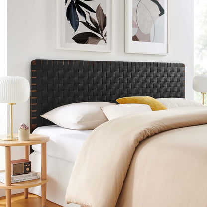 Sparta Weave vegan leather headboard in black with a woven pattern by Modway on Tampa Home & Garden Store