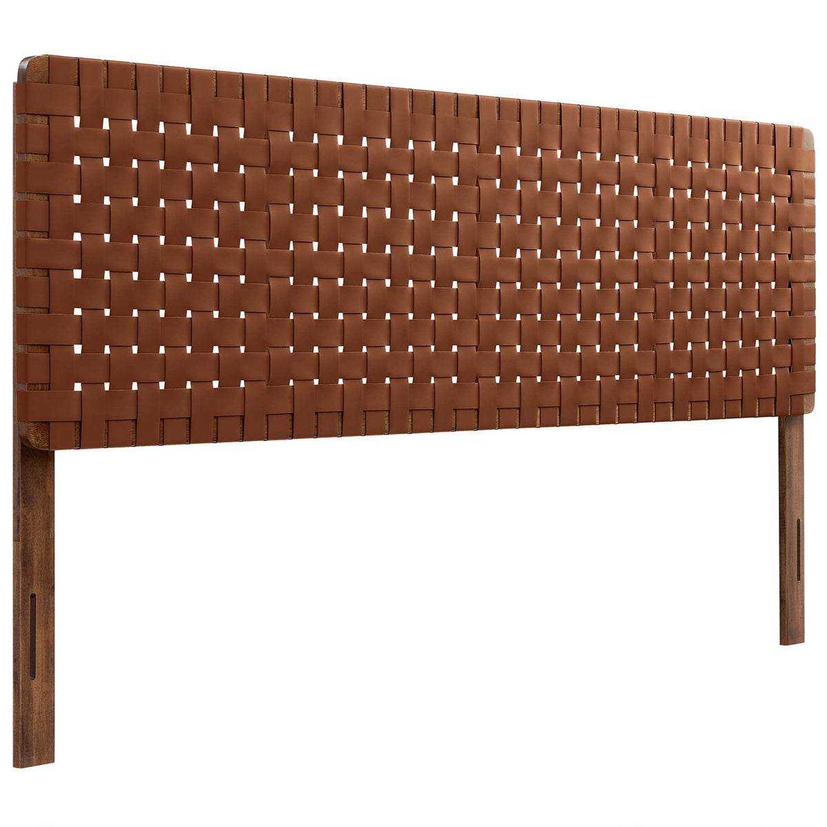 Sparta Weave vegan leather headboard brown woven straps by HouseOfZazla on Tampa Home & Garden Store