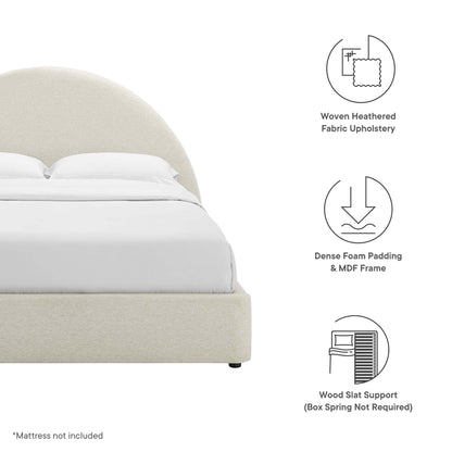 Resort Upholstered Fabric Arched Round Platform Bed by Modway with beige headboard on Tampa Home & Garden Store