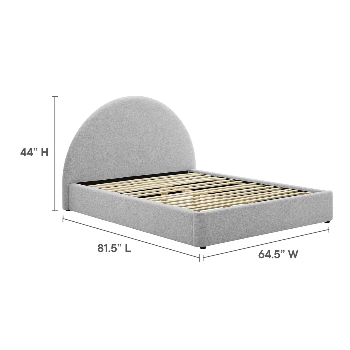Resort upholstered arched round platform bed with gray fabric and slatted base by Modway on Tampa Home & Garden Store