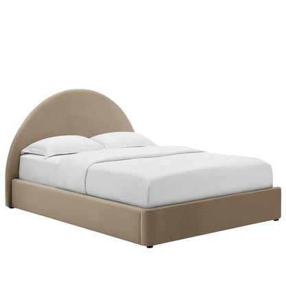 Velvet Arched Full Platform Bed and Resort Style