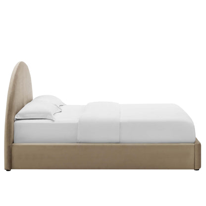 Velvet Arched Full Platform Bed and Resort Style