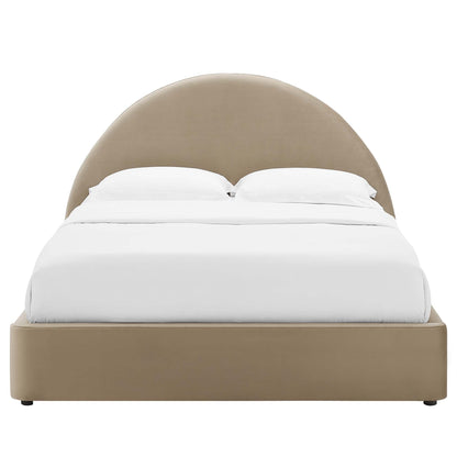 Velvet Arched Full Platform Bed and Resort Style