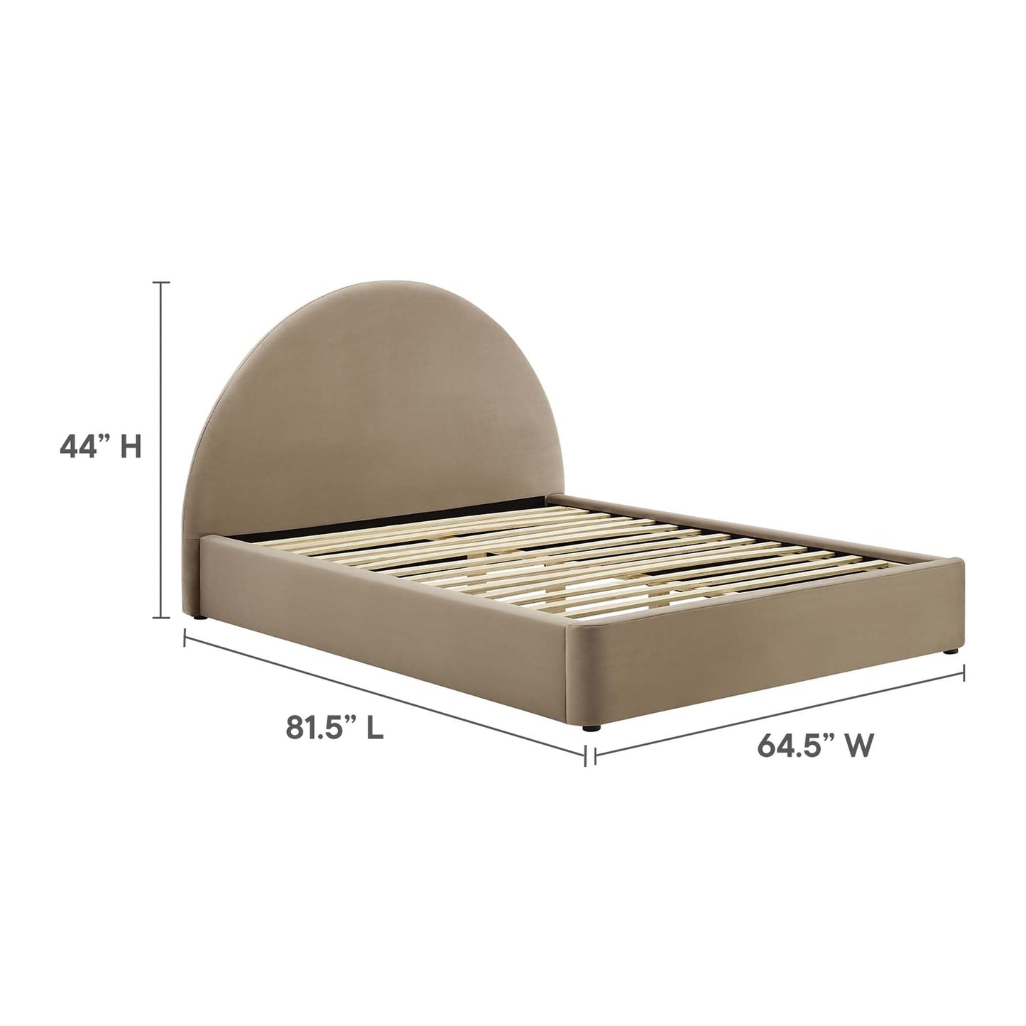 Velvet Arched Full Platform Bed and Resort Style