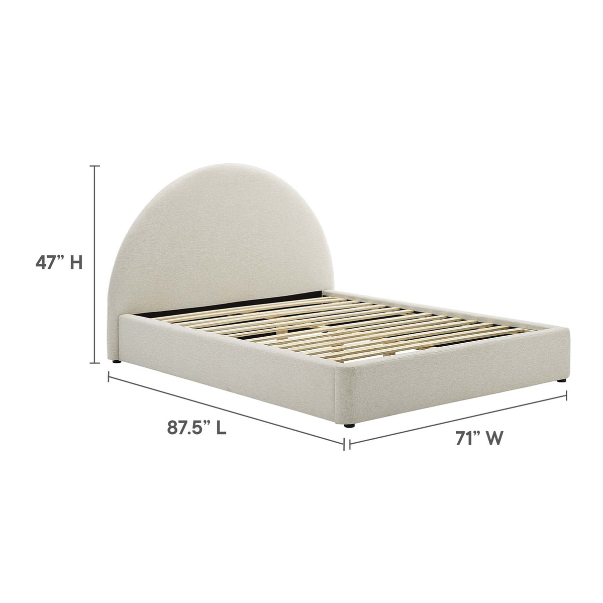 Modway Resort upholstered fabric arched round platform bed with beige fabric and slats on Tampa Home & Garden Store