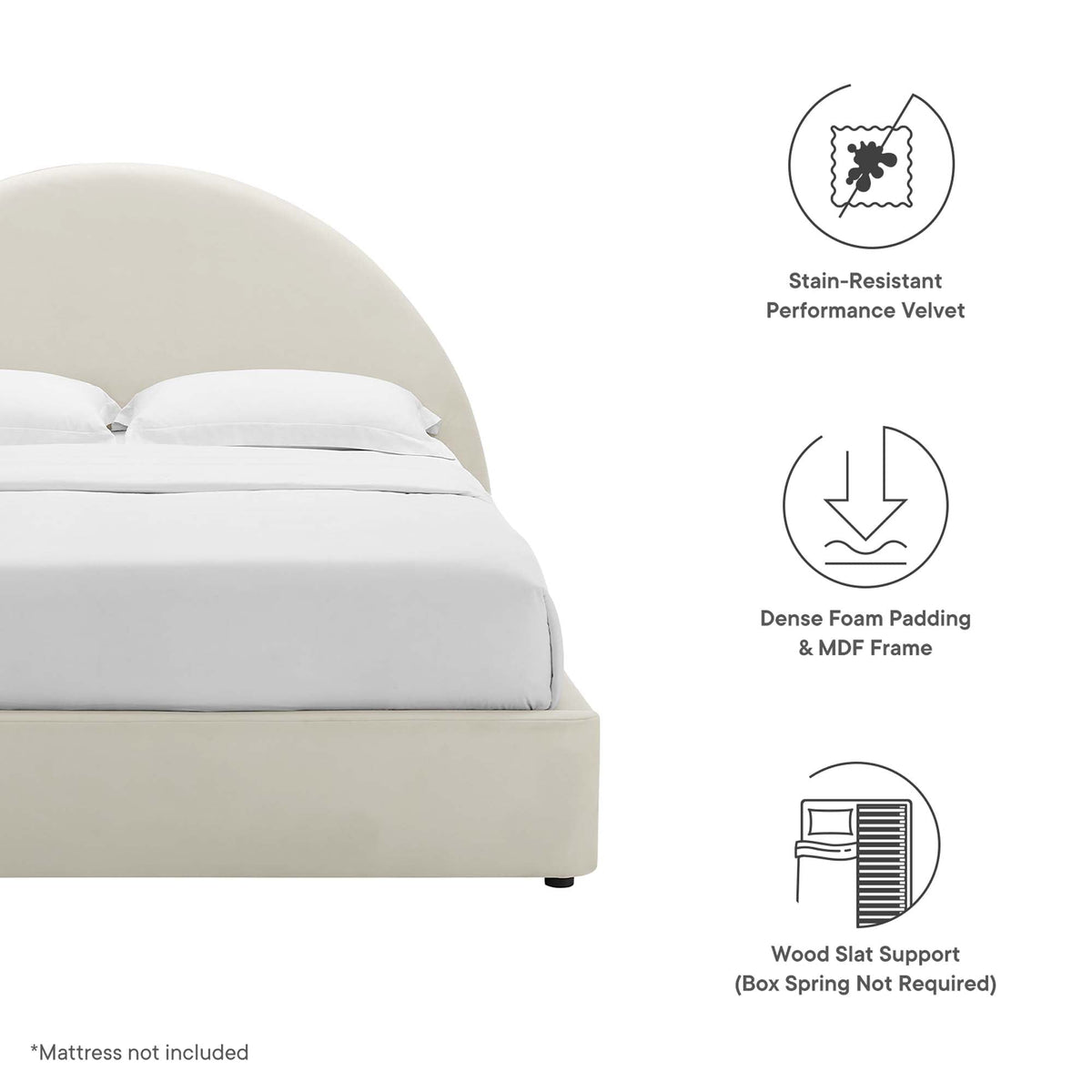 Resort Performance Velvet Arched Round Queen Platform Bed by Modway, mattress not included on Tampa Home & Garden Store