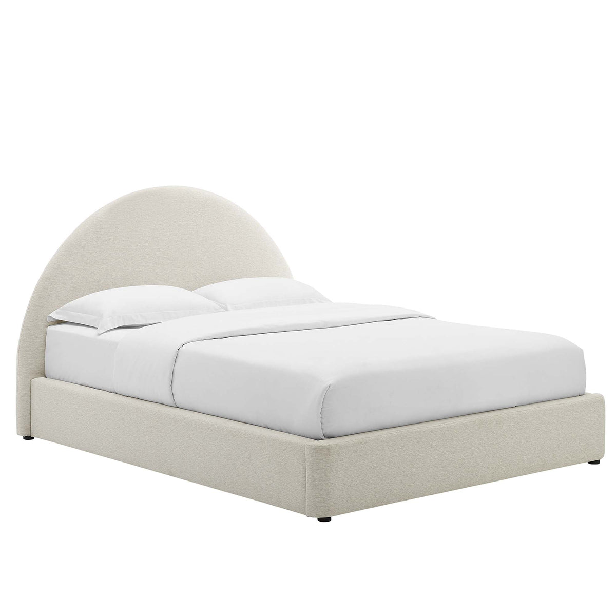 Resort upholstered fabric arched round platform bed beige fabric by HouseOfZazla on Tampa Home & Garden Store