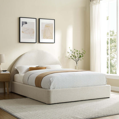 Resort upholstered fabric arched round platform bed by Modway in light beige with headboard on Tampa Home & Garden Store