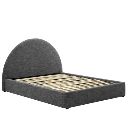 Resort Upholstered Fabric Arched Round Platform Bed in dark gray with wooden slat base on Tampa Home & Garden Store