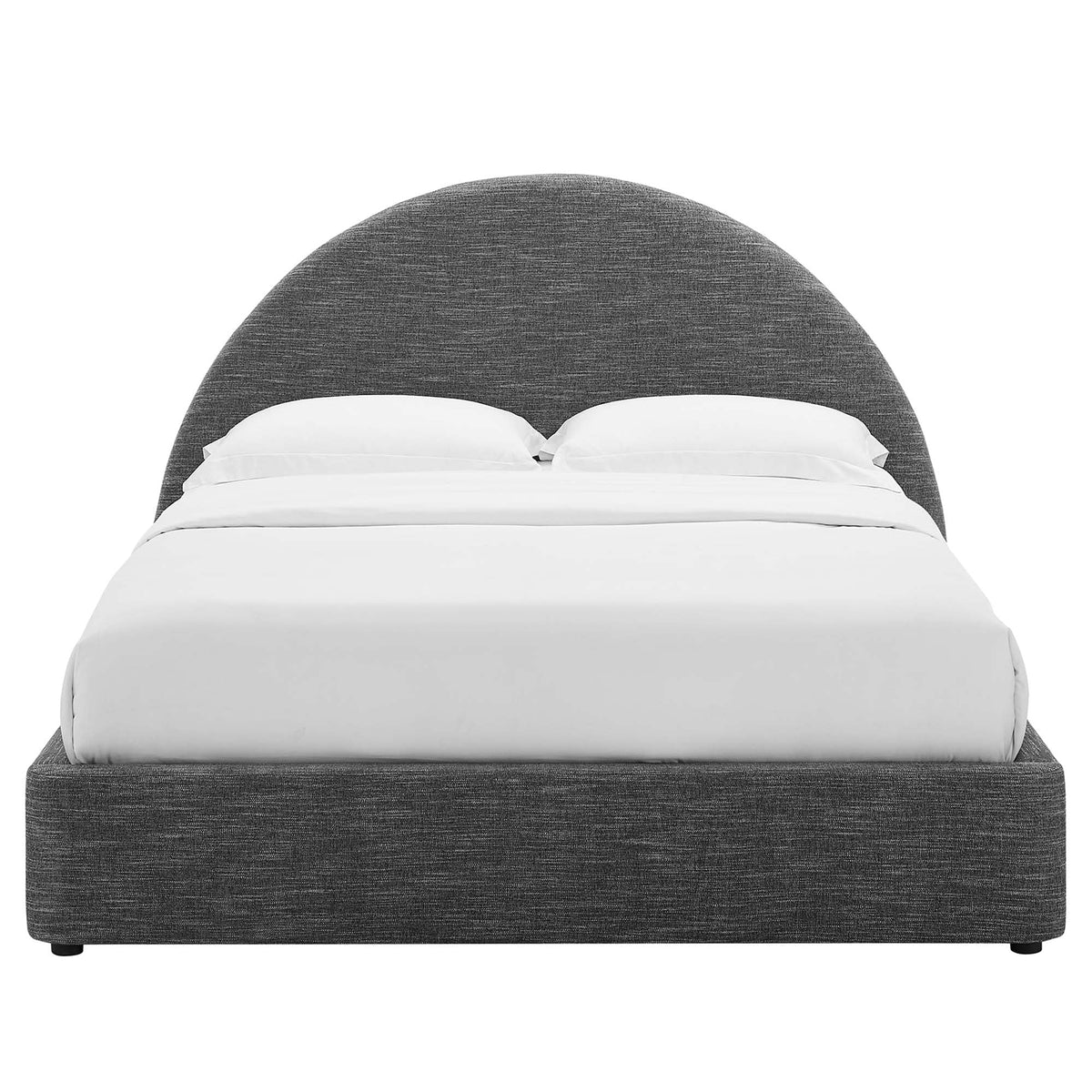 Resort upholstered arched round platform bed by Modway with dark gray fabric headboard on Tampa Home & Garden Store