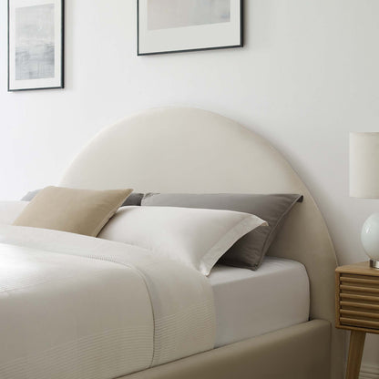 Resort Performance Velvet Arched Round King Platform Bed by Modway with beige velvet headboard on Tampa Home & Garden Store