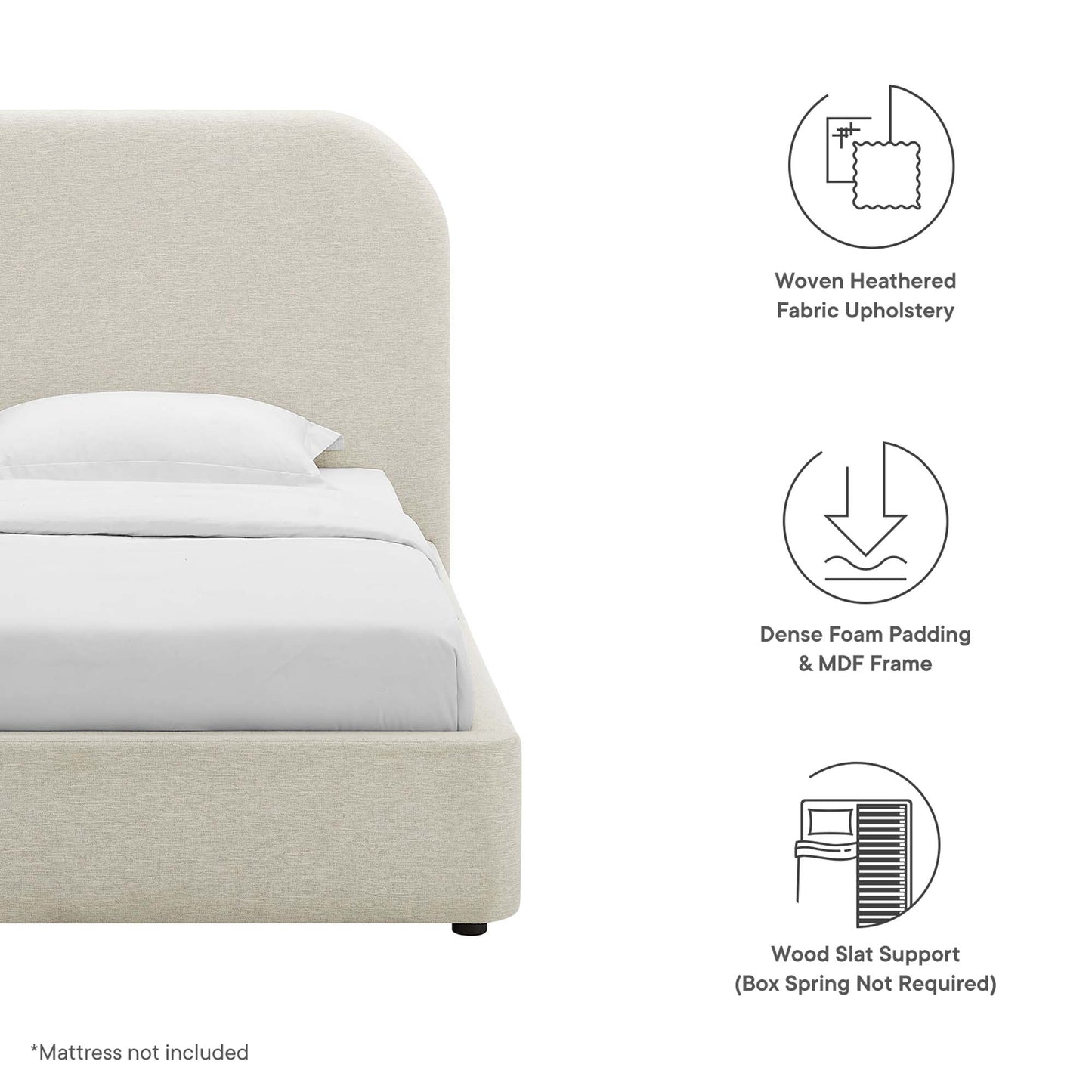 Modway Keynote the Upholstered Curved Twin Bed
