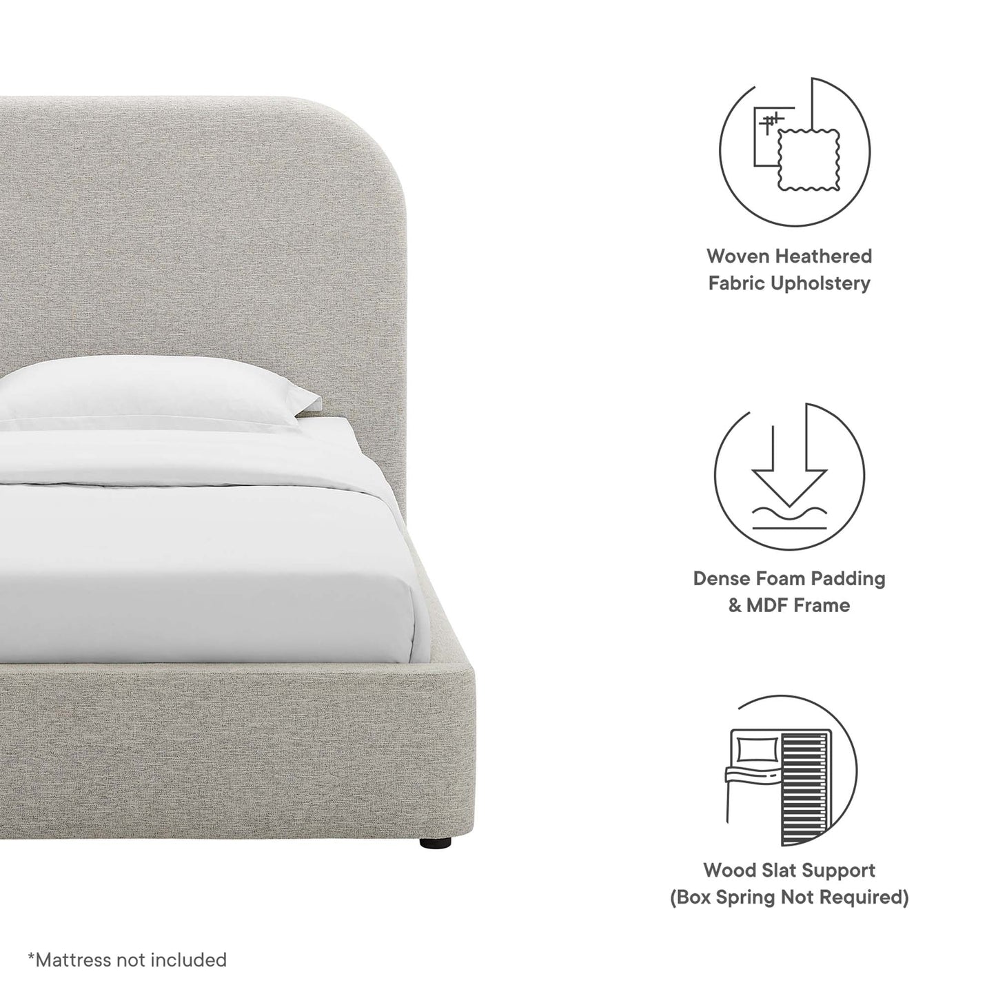 Modway Keynote the Upholstered Curved Twin Bed