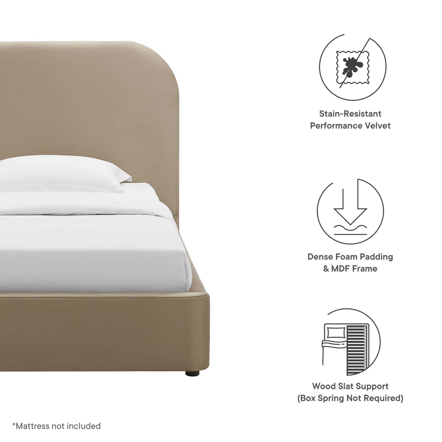 Modway Keynote Curved Performance Velvet Twin Bed