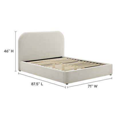 Keynote Upholstered Fabric Curved Queen Platform Bed in beige fabric by Modway on Tampa Home & Garden Store