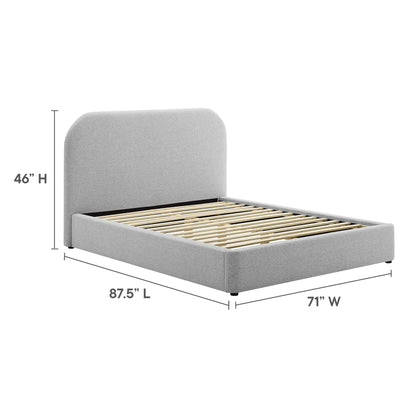 Keynote Upholstered Curved Queen Platform Bed in grey fabric with base by HouseOfZazla on Tampa Home & Garden Store