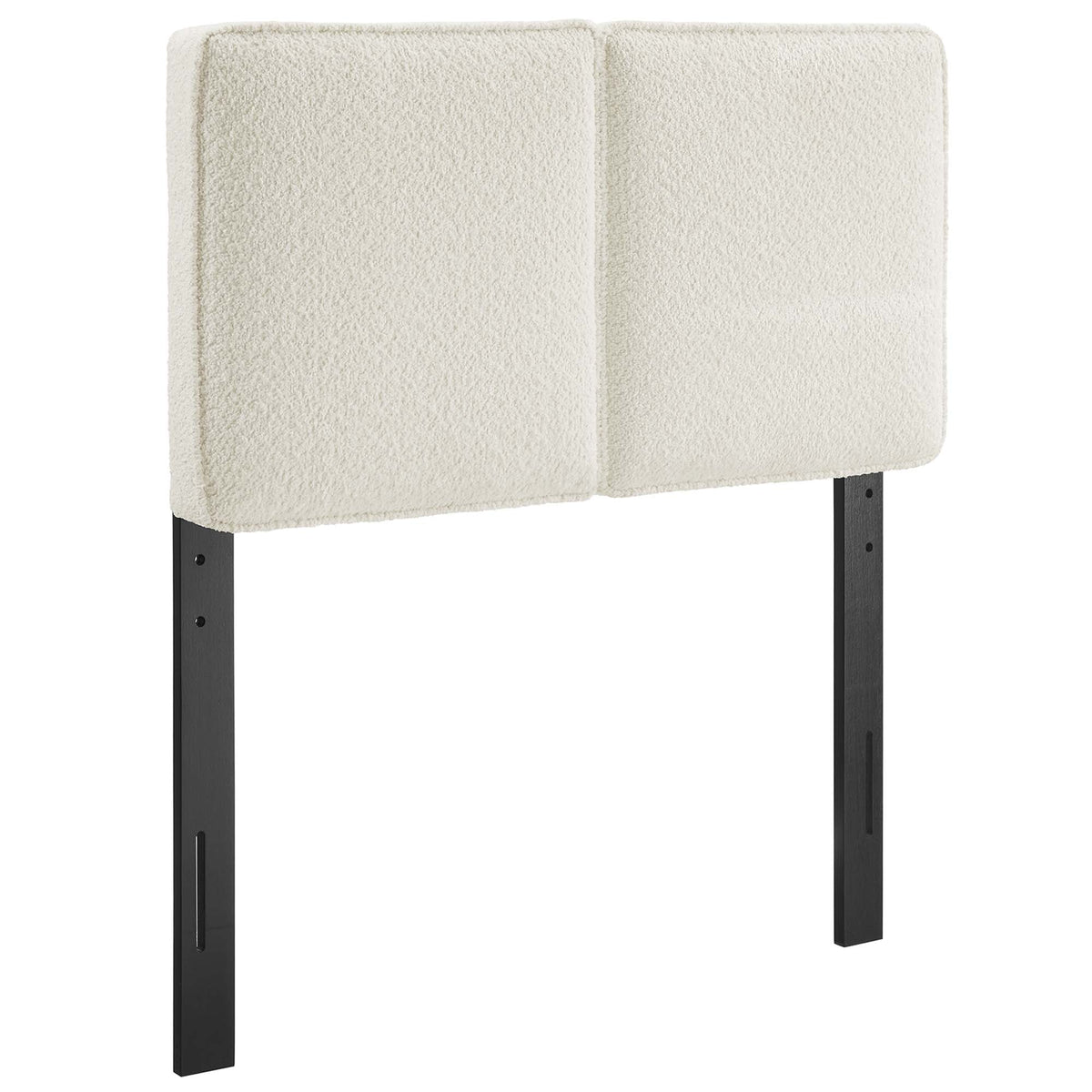 Lindee Boucle Fabric Twin Headboard ivory boucle with black metal legs by Modway HouseOfZazla on Tampa Home & Garden Store