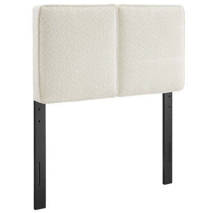 Lindee Boucle Fabric Twin Headboard ivory boucle with black metal legs by Modway HouseOfZazla on Tampa Home & Garden Store