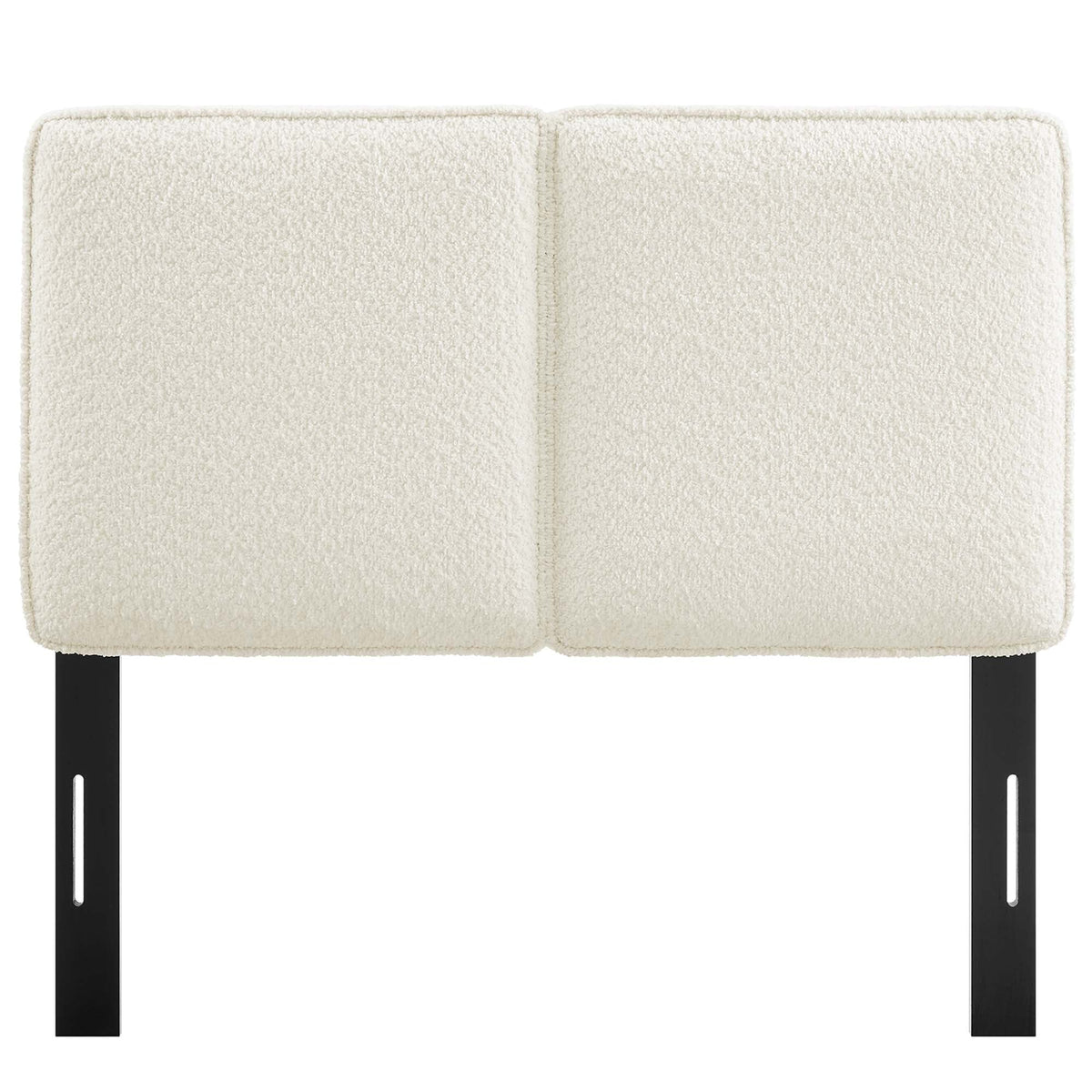 Lindee Boucle Twin Headboard 2-panel cream boucle upholstery with black metal legs by Modway on Tampa Home & Garden Store