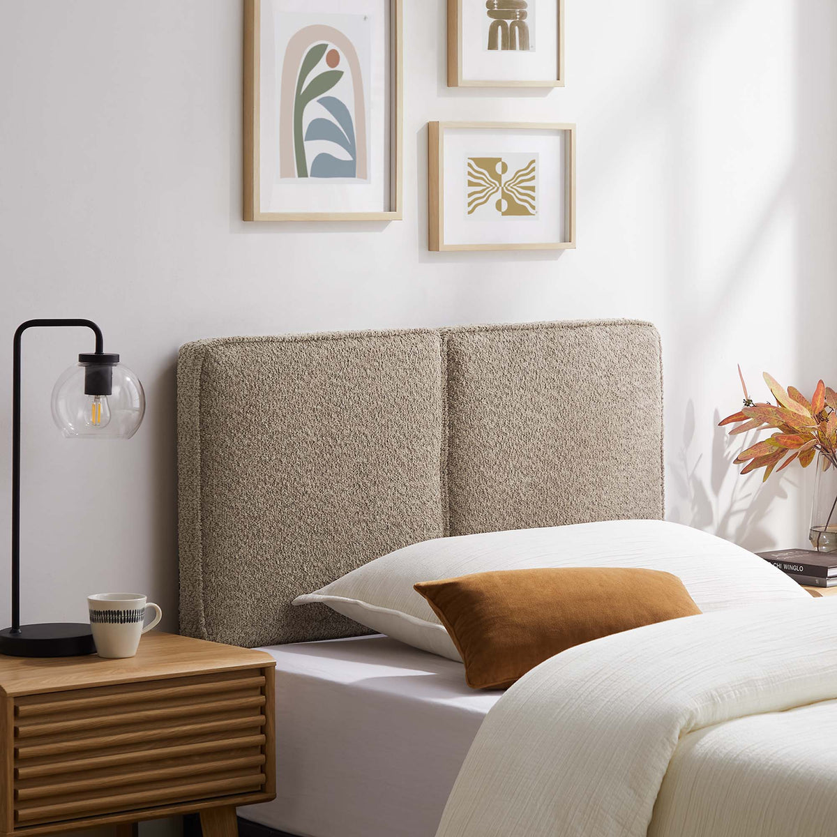 Lindee Boucle Fabric Twin Headboard beige boucle by Modway on Tampa Home & Garden Store