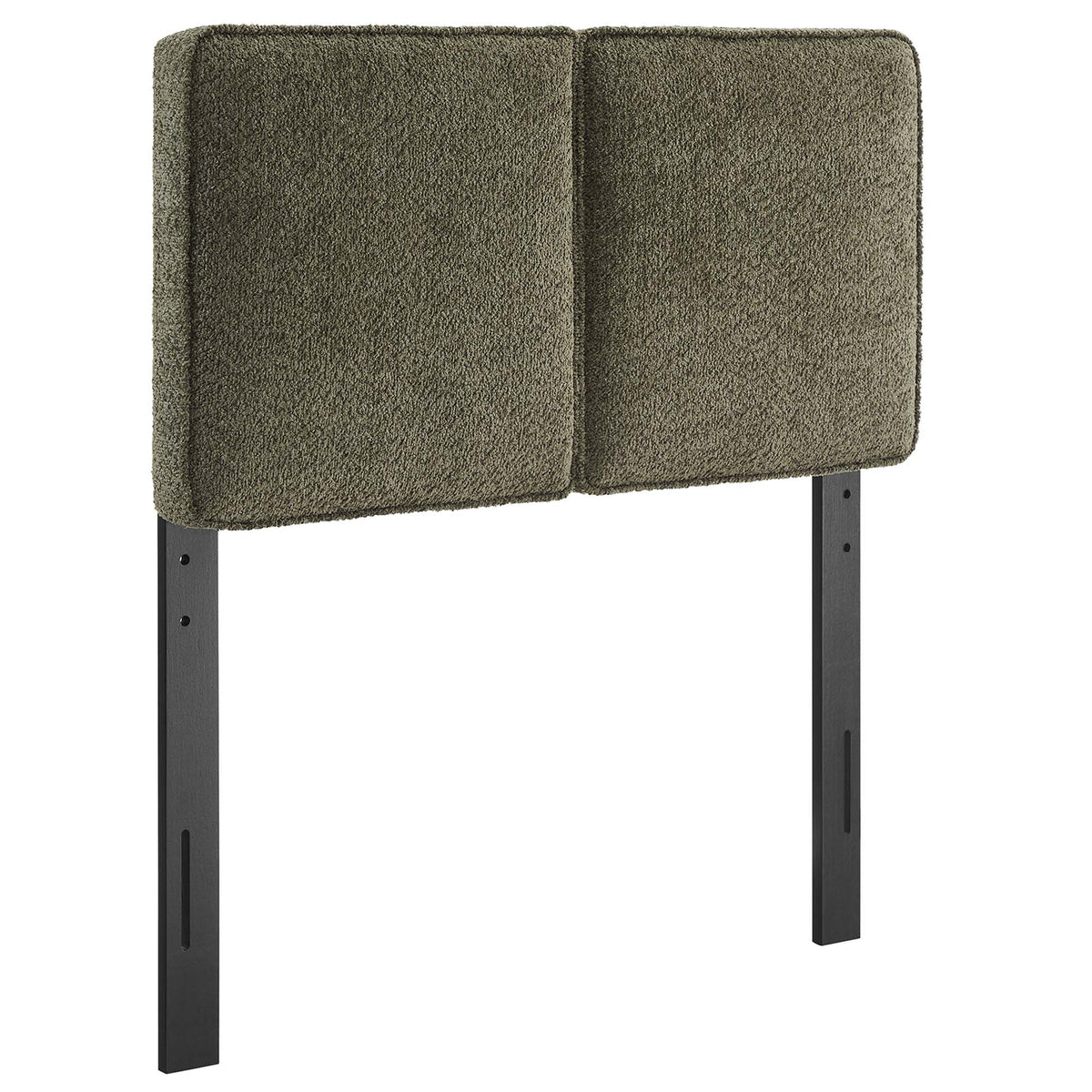Lindee Boucle Fabric Twin Headboard by Modway in olive-brown boucle with black metal legs on Tampa Home & Garden Store