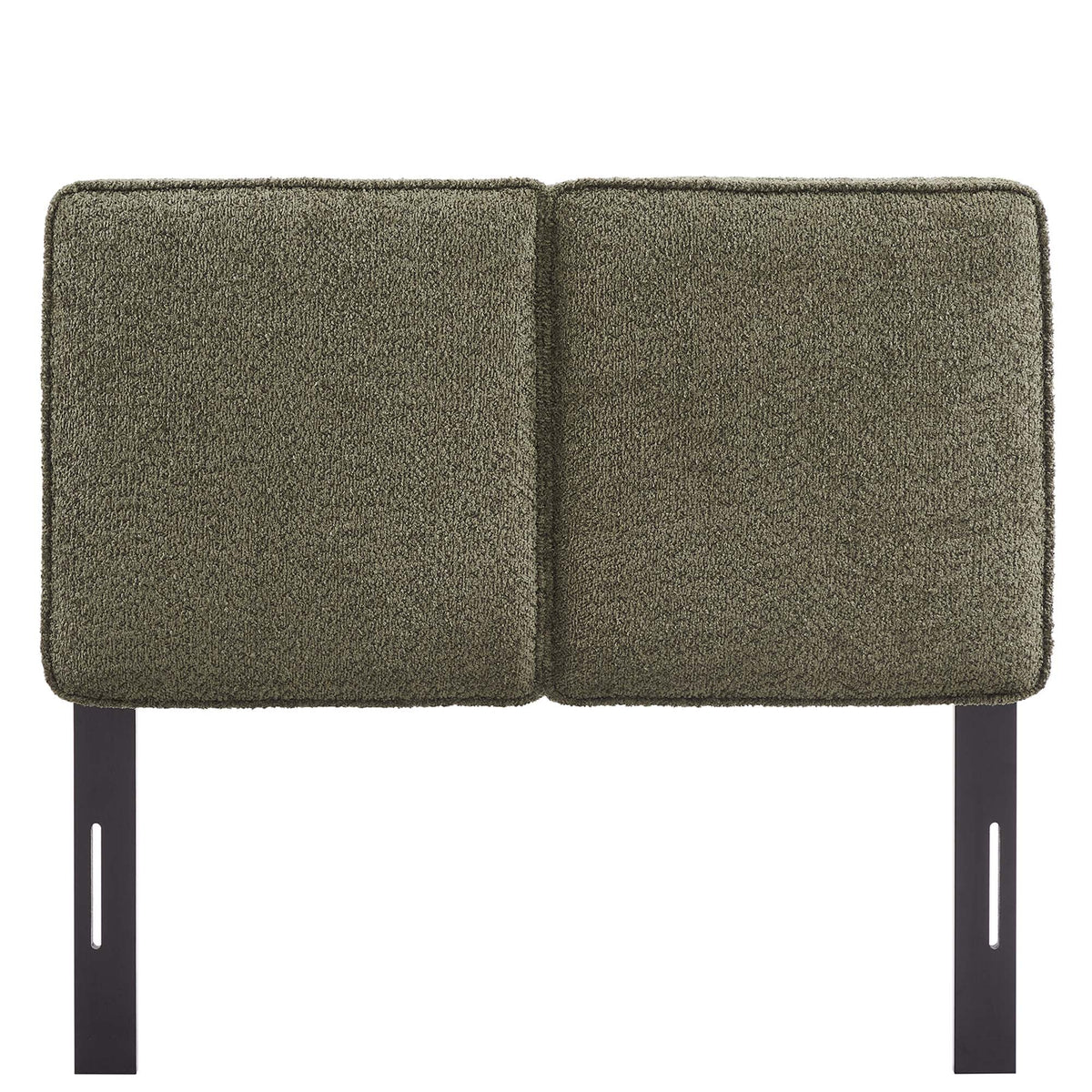 Lindee Boucle Fabric Twin Headboard by Modway in brown boucle with black metal legs on Tampa Home & Garden Store