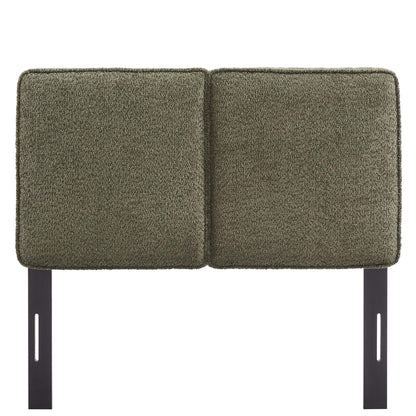Lindee Boucle Fabric Twin Headboard by Modway in brown boucle with black metal legs on Tampa Home & Garden Store