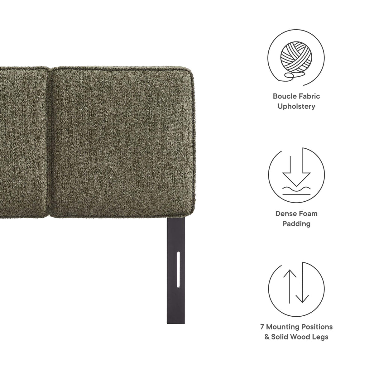 Lindee Boucle Fabric Twin Headboard by Modway in brown boucle with metal leg on Tampa Home & Garden Store