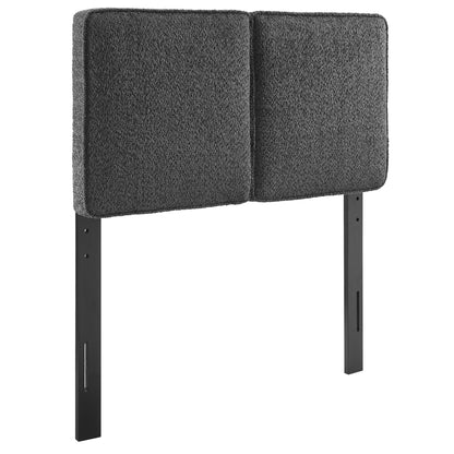 Lindee Boucle Fabric Twin Headboard dark gray boucle fabric with black metal legs on Tampa Home & Garden Store