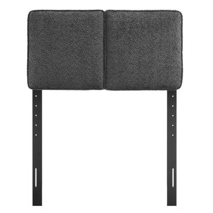 Lindee Boucle Fabric Twin Headboard dark gray boucle with metal legs on Tampa Home & Garden Store
