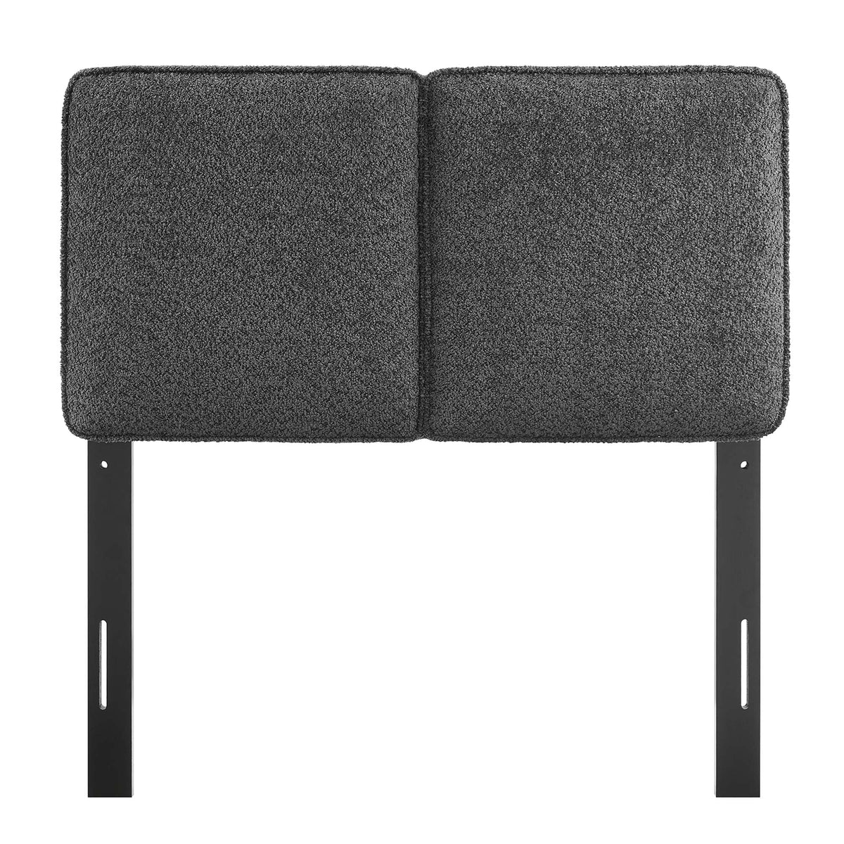 Lindee Boucle twin headboard in charcoal boucle with black metal legs HouseOfZazla on Tampa Home & Garden Store