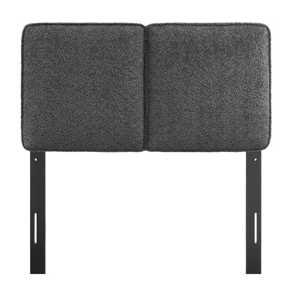 Lindee Boucle twin headboard in charcoal boucle with black metal legs HouseOfZazla on Tampa Home & Garden Store