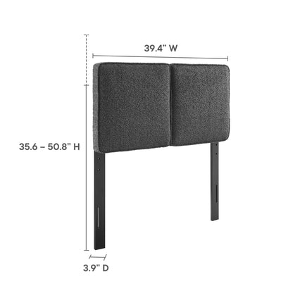 Lindee Boucle Twin Headboard by Modway, dark charcoal boucle upholstery with metal legs on Tampa Home & Garden Store