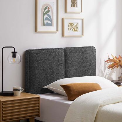 Lindee Boucle Fabric Twin Headboard by Modway in dark charcoal boucle fabric for a bedroom on Tampa Home & Garden Store