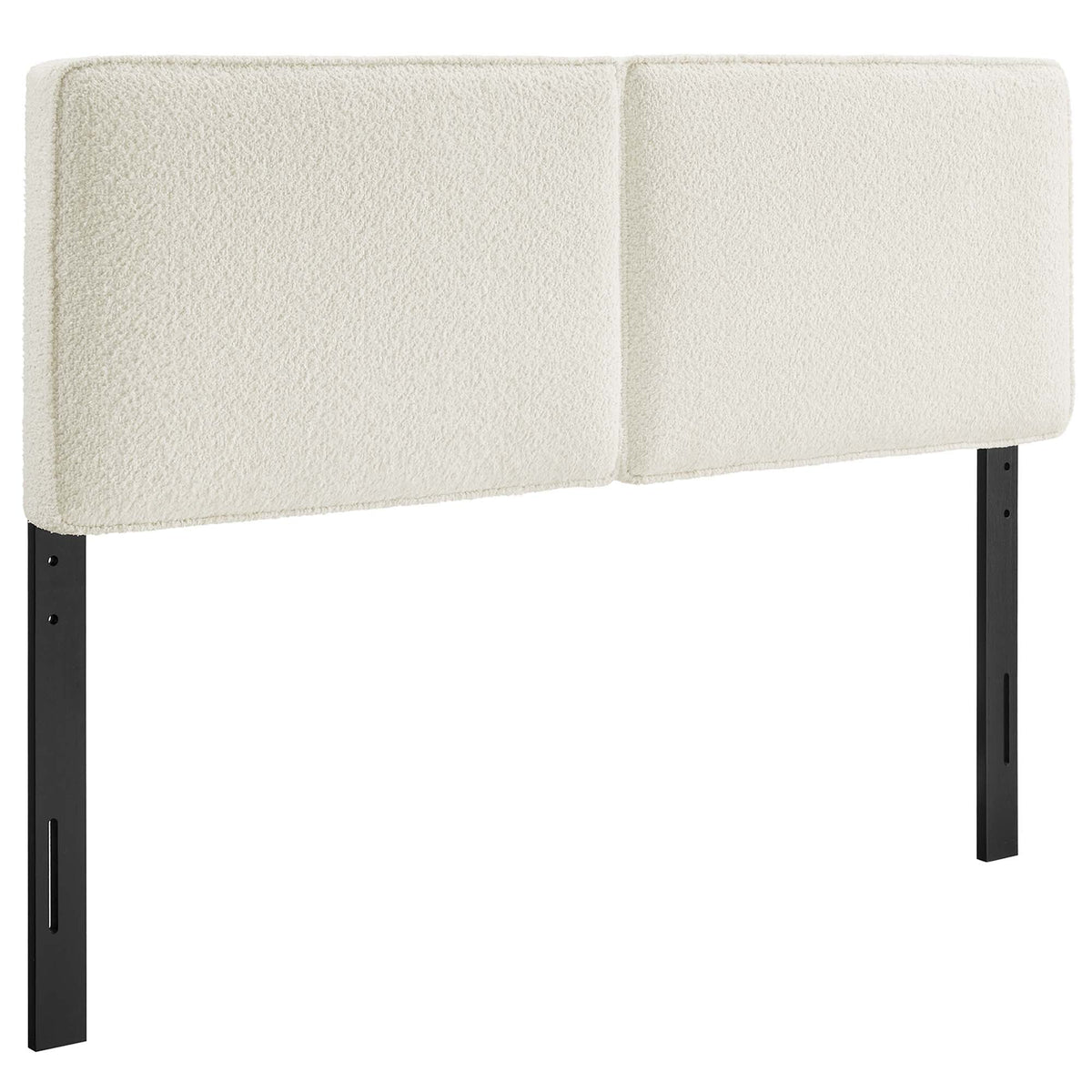Lindee Boucle Fabric Headboard by Modway, cream boucle upholstery with black metal legs on Tampa Home & Garden Store