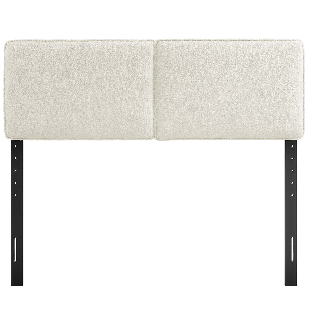 Lindee Boucle Fabric Headboard two-panel cream boucle with metal legs on Tampa Home & Garden Store