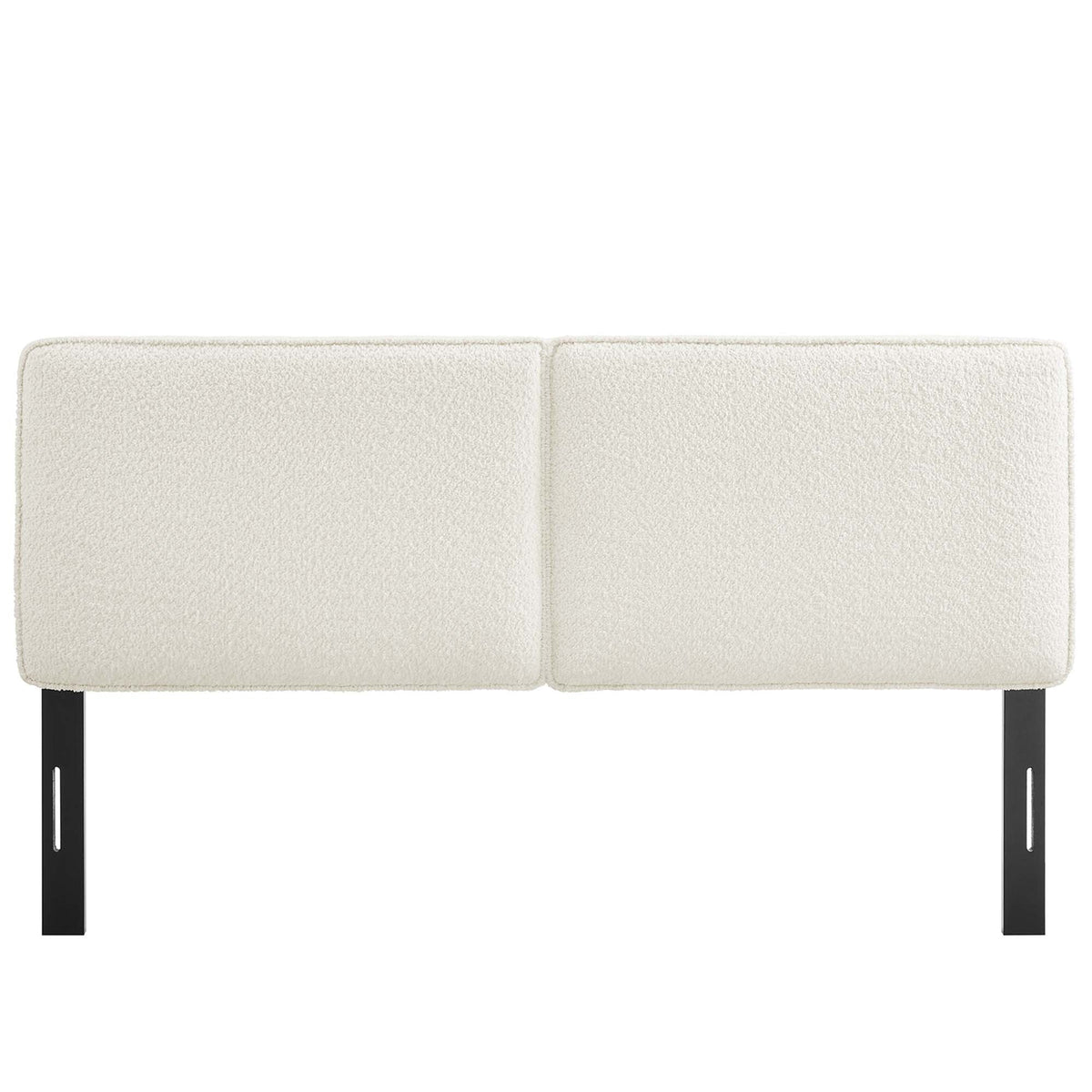 Lindee Boucle Fabric Headboard Modway cream boucle two-panel headboard with black legs on Tampa Home & Garden Store