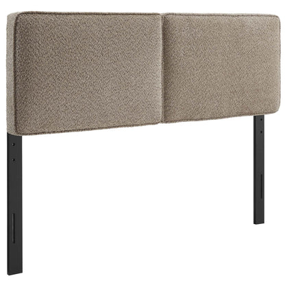 Lindee Boucle Fabric Headboard taupe boucle with black metal legs by HouseOfZazla on Tampa Home & Garden Store