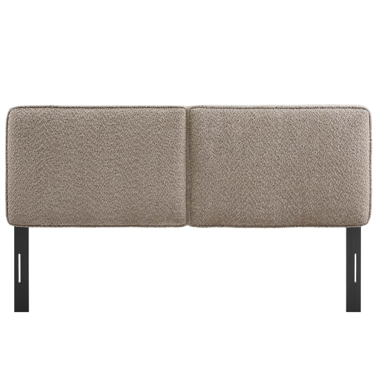 Lindee Boucle Fabric Headboard 2-panel beige boucle with black metal legs HouseOfZazla on Tampa Home & Garden Store