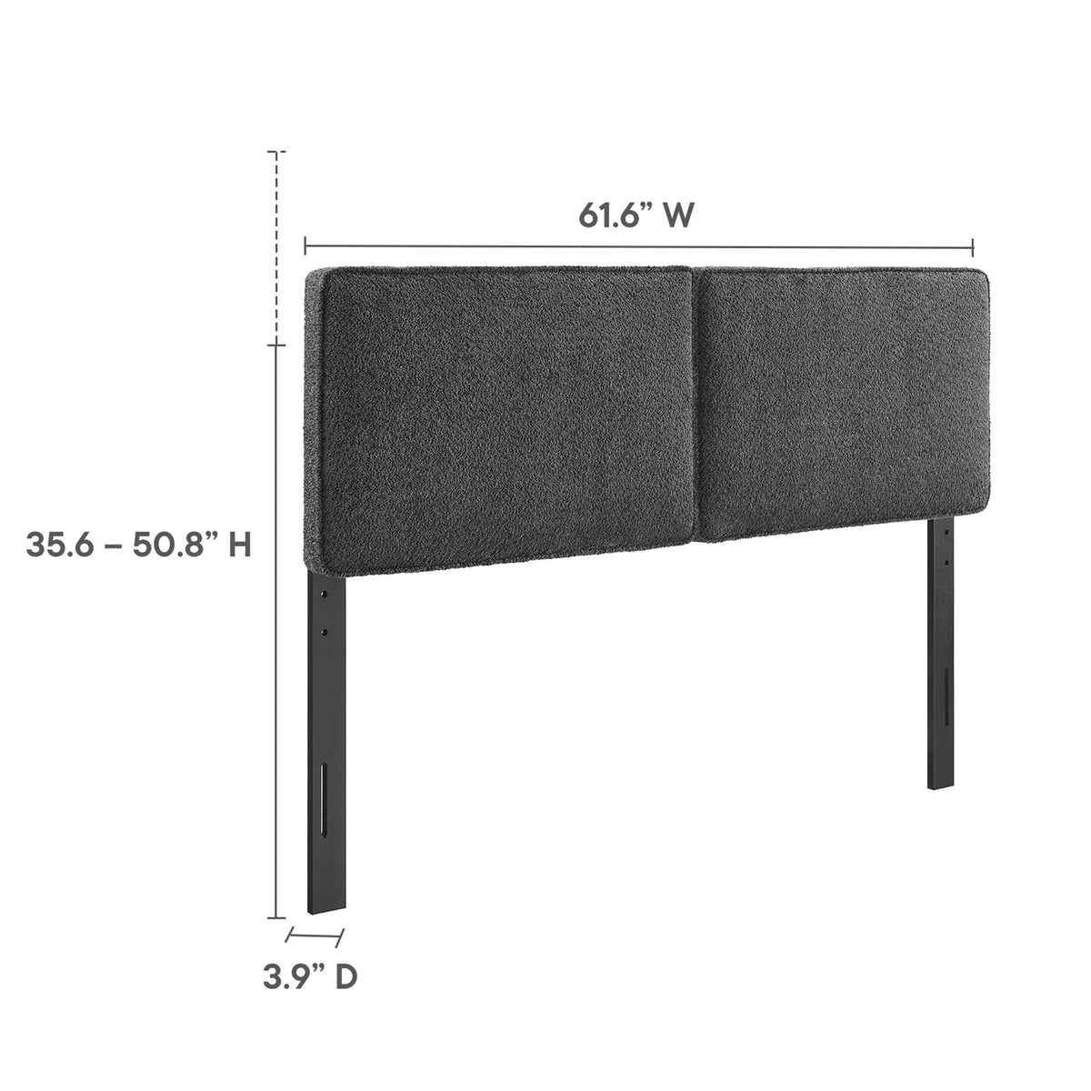 Lindee Boucle Headboard by Modway in charcoal boucle, 61.6in wide on Tampa Home & Garden Store
